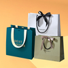 Cosmetic Recycle Customized Shopping Paper Bags with Ribbon Handle