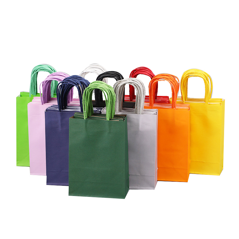 Custom Printing Light Blue Kraft Shopping Paper Bags Fashion For Clothing