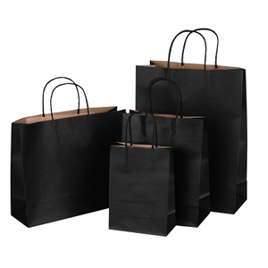 Creative Black Recycling Kraft Paper Shopping Bags Supplier For Grocery